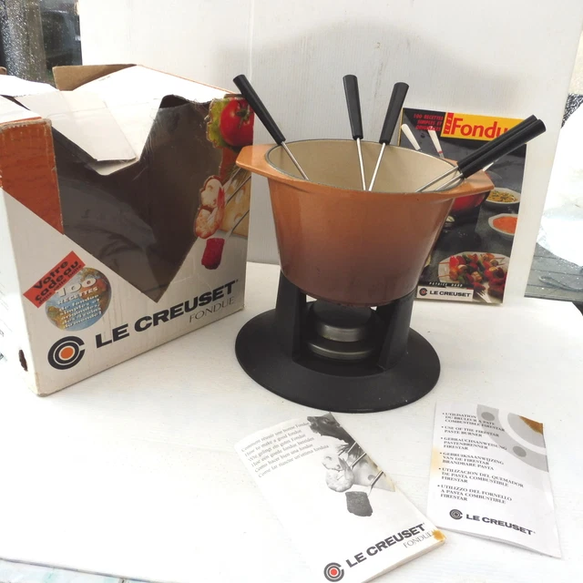 Appareil à fondue vintage Le Creuset en fonte émaillée marron - La Roue