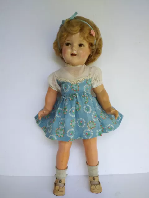 Vintage C 1938-9 Ideal 18" Composition Flirty Eye Make Up Shirley Temple Doll 2