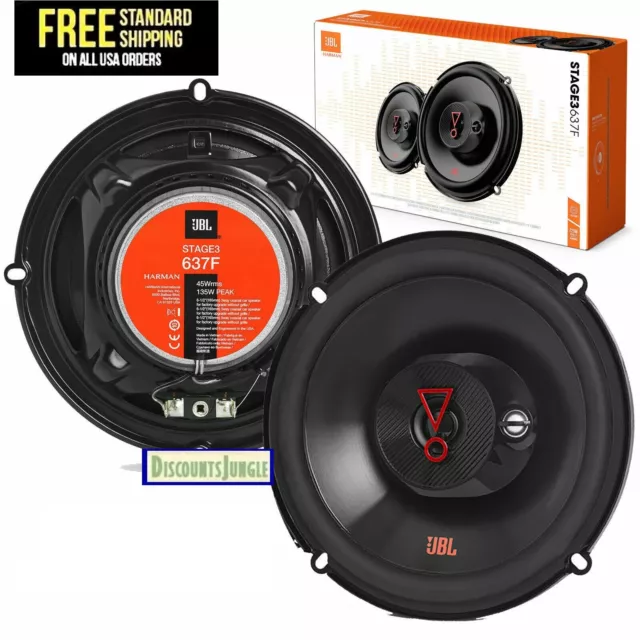 JBL Stage 3 637F 225 Watt 6.5" 3-Way Coaxial Car Audio Speakers Stage3 637 Pair