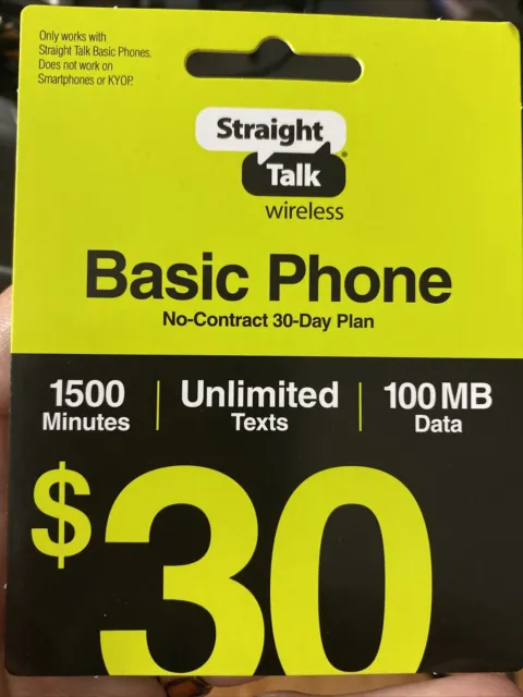 Straight Talk Basic Phone Card 1500 Minutes Unlimited Text Not For Smartphones