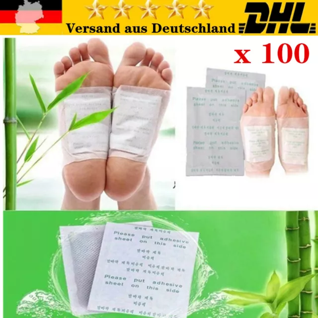 100Pcs Fusspflaster Entgiftung Bambus Fuß-Pad Vitalpflaster Entschlackung Detox