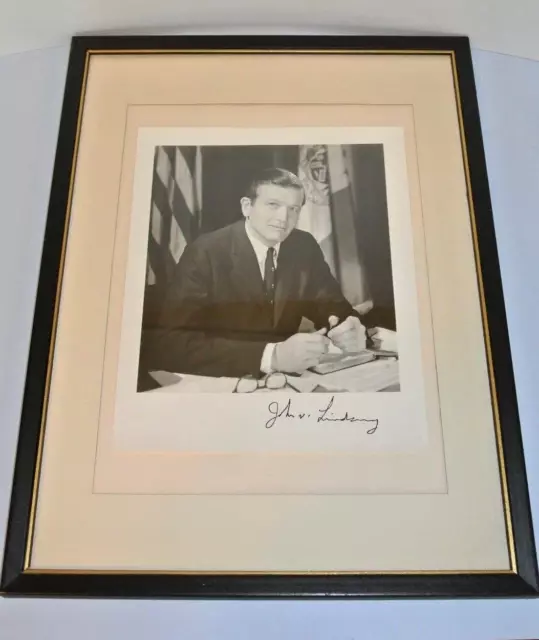 Signed Political Framed 8" x 10" Photo of John Lindsay mayor of New York