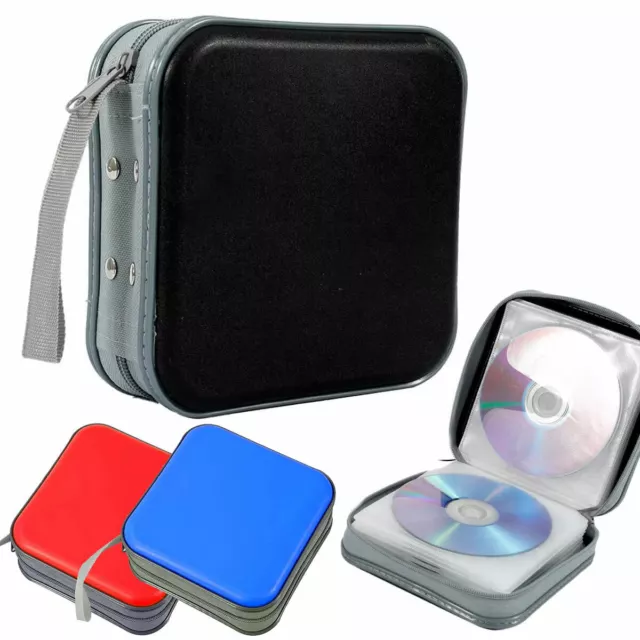 40 pcs CD DVD Carry Case Disc Storage Holder CD Sleeve Wallet Hard Bag in Car UK