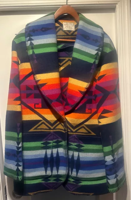 Pendleton Country Sophisticates Rainbow Aztec Navajo Wool Coat Jacket Small