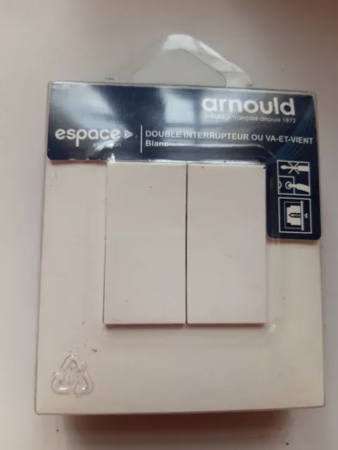 Arnould  Evolution BLANC Double Interrupteur ou Va et Vient Complet , Neuf