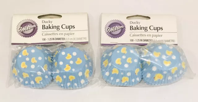 2 x 100 Wilton Ducky Mini Size Baking Cups Patty Pans Chocolate Wrappers Baby