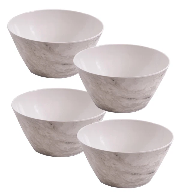 4 x Reusable Plastic Melamine Granite Pattern Breakfast Bowl for Camping Picnic
