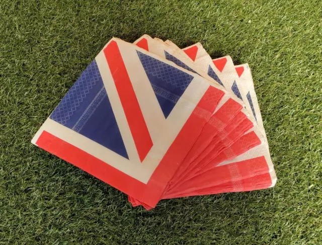 20 Union Jack Napkins Kings Coronation Party Table 3Ply Paper Napkin Serviette