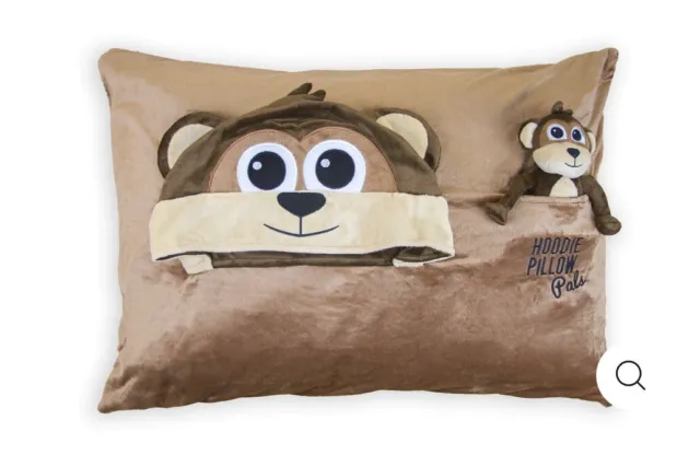 Funda almohada con capucha amigos mono marrón niños ¡NUEVA!