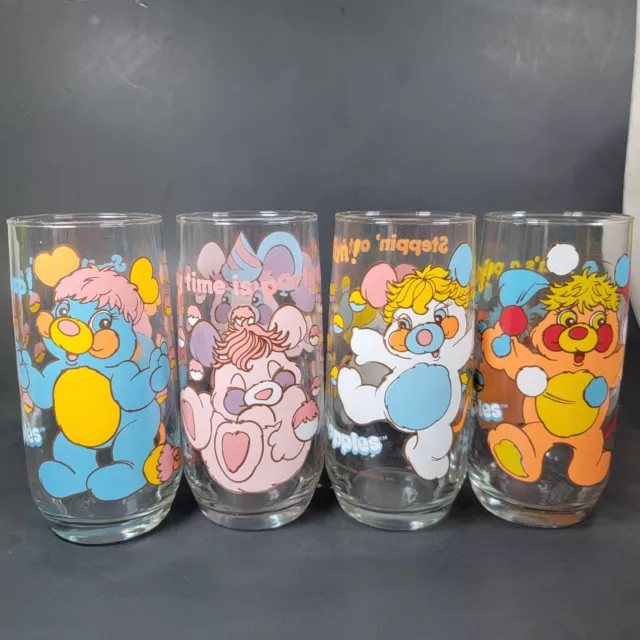 Lot of 4, Popple Collectors Drinking Glasses, 1986 Pizza Hut