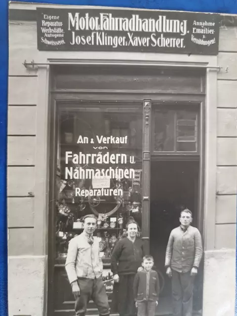 Foto ,Postkarte Motor+ Fahrradhandlung 1930er Jahre,München(?) sehr selten