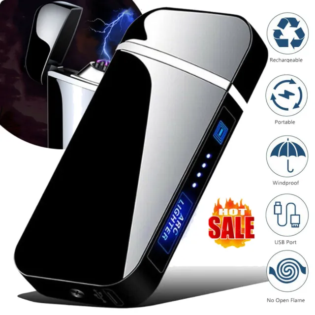 USB Rechargeable Double Arc Flameless Windproof Lighter Electric Plasma Lighter