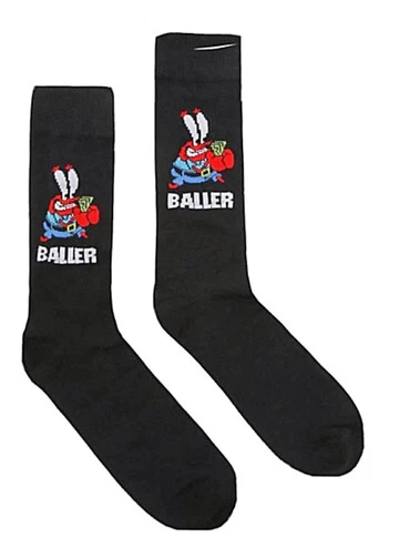 Spongebob Squarepants Men's Crew Socks Sock Size 10-13 Shoe Size 6.5 -12 New
