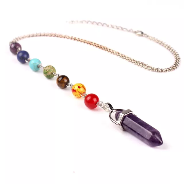 Natural Amethyst Gems Stone Pendulum Chakra Necklace Yogo Jewelry Wholesale