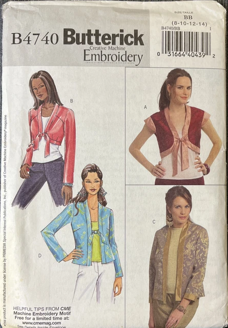 Butterick B4740 Misses' Size 8-14 Jackets Sewing Pattern Uncut Ff
