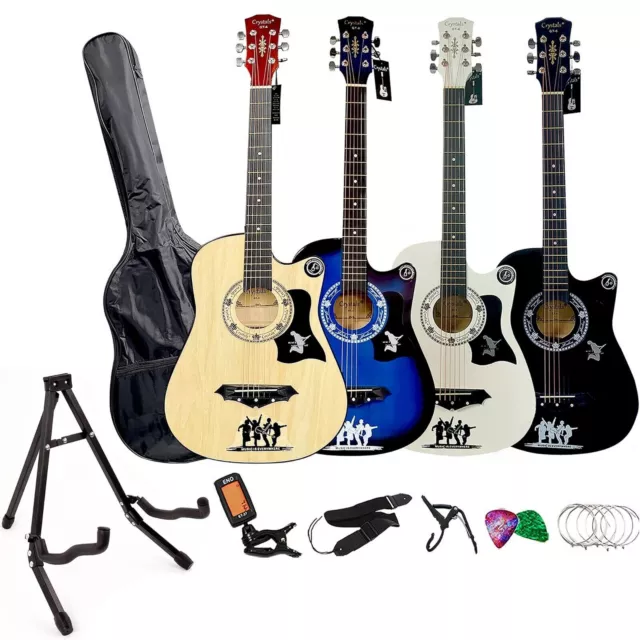 Classic 6 String 4/4 Size 38" Acoustic Guitar Pack Boys Girls Music Guitar