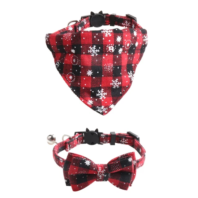 Juego de collar para mascotas collar para cachorros collar para gatos con pedrería paño rojo