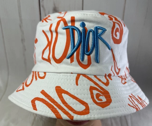 DIOR X SHAWN Stussy Bucket Hat Size M White & Black Nearly Unused