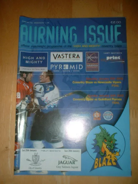 2002/3 Coventry Blaze V Newcastle Vipers & Guildford Flames Ice Hockey