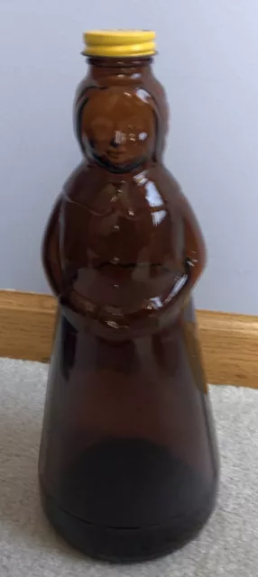 Vintage Mrs. Butterworth’s Glass Syrup Bottle 24 oz 11" Tall w Metal Cap