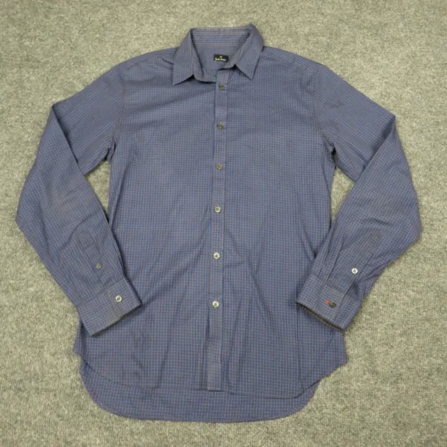 Paul Smith Shirt Mens Small Blue 100% Cotton Long Sleeve Button Up Collared