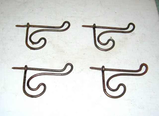 Vintage Lot Of 4 Wire  Screw-In Coat / Hat  Hooks