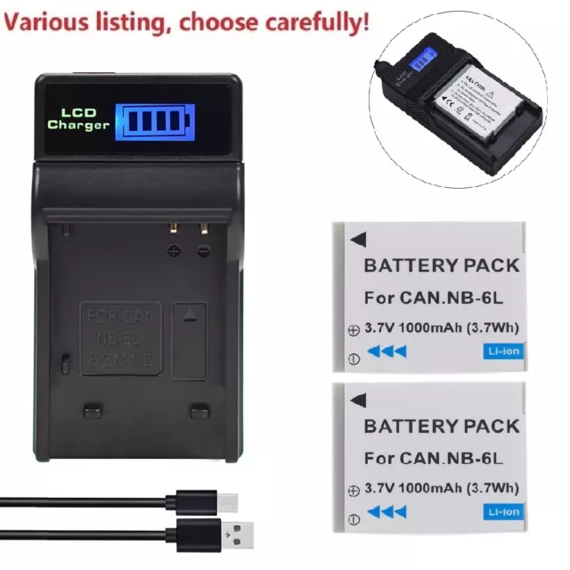 NB-6L Battery or Charger for Canon PowerShot SX530 HS SX540 HS SX610 HS,SX710 HS