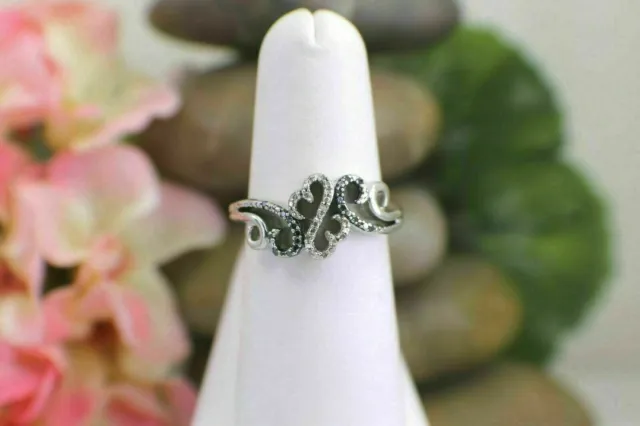 Valentine Gift Sterling Silver Simulate Jane Seymour Open Hearts Simulated Ring