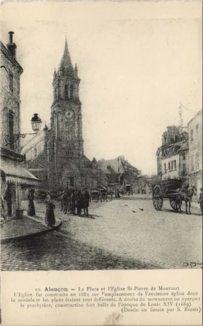 CPA ALENCON - La Place et l'Eglise St-PIERRE de Montsort (138295)