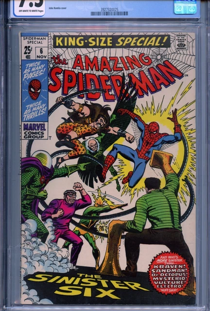 1969 Marvel Amazing Spider-Man Annual #6 Sinister Six Appearance Cgc 7.5 Ow-W 2