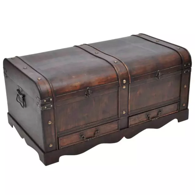 NNEVL Wooden Treasure Chest Large Brown 2