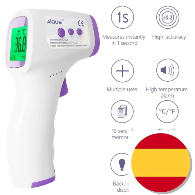 Termometro Infrarrojo de Pistola Sin Contacto Termómetro Fiebre Digital Laser CE