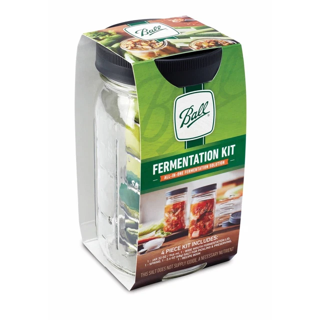 BALL FERMENTATION KIT 1 Quart (32 oz) Wide Mouth Mason Jar
