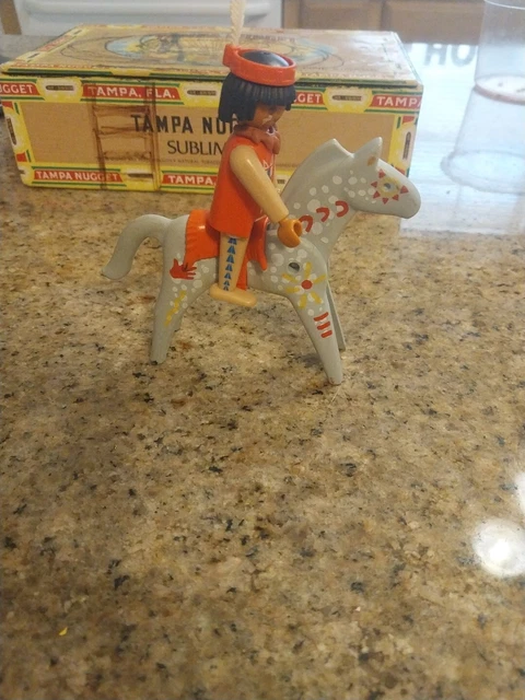Vintage lot 1974 Geobra Playmobil Native American Indian & Painted Horse