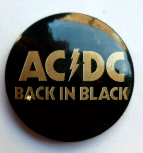 AC/DC Back In Black 1970s/80s Original Pin Badge Australian Rock Music