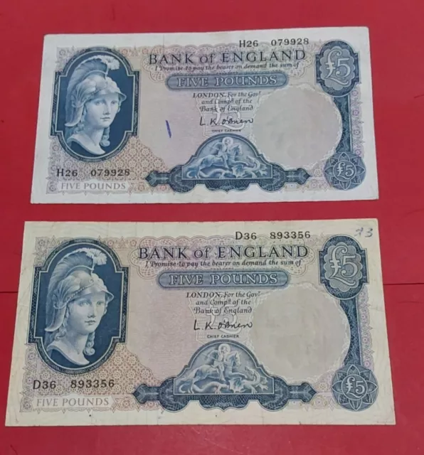 2  x   £5  Obrien  Notes 1957  Avf-  vf+