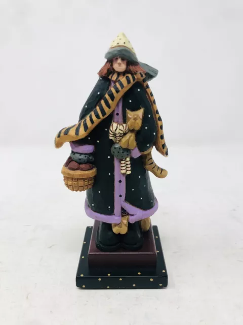Williraye Studio CAT LADY Figurine WW2301 Scarf Basket Coat Candy Canes 1997