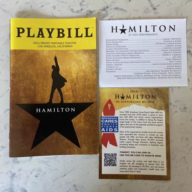 Hamilton Playbill program Los Angeles, CA Hollywood Pantages Theater 2021 - 2022 2