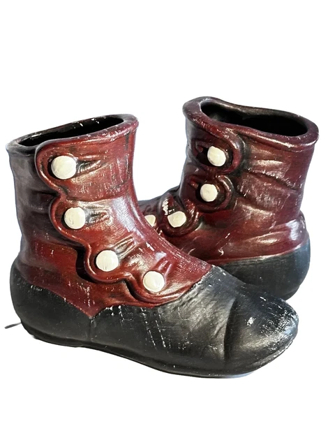 Botas de bebé antiguas/victorianas plantadoras de cerámica baratijas