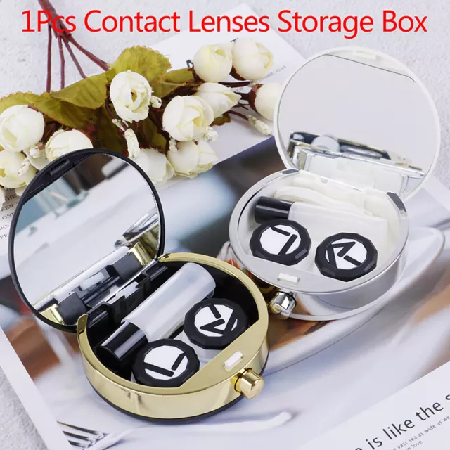 Contact Lens Case Holder Travel Kit Box Remover Inserter Tweezers Mirror Mini-SA