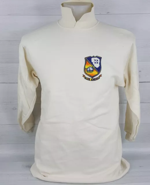 Blue Angels Jet Planes Crest Shield Ivory L/S Sweatshirt w/ Collar LG NWOT