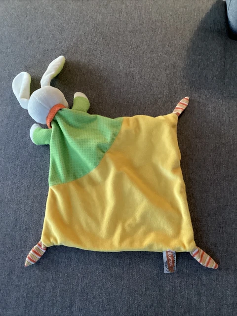 O/ Doudou mots d’enfants lapin Blanc plat jaune vert pois Écharpe Orange Chat 2