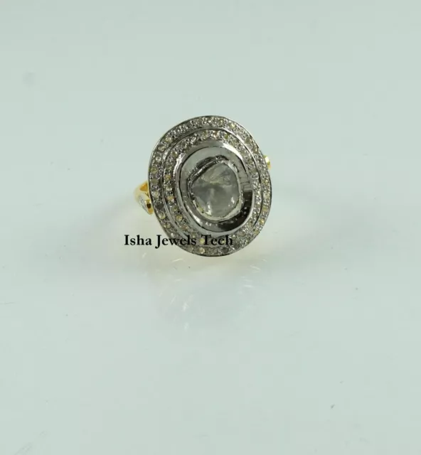 Ring Natural Rose Cut Diamond Polki 925 Sterling Silver Handmade Ring Jewelry