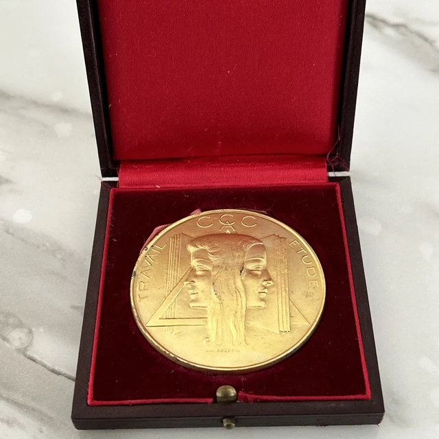 ANCIENNE MÉDAILLE DE Table En Bronze De Sport BOXE 5cm EUR 15,00
