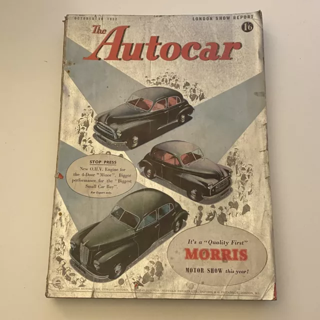 The Autocar London Show Guide October 24th 1952. No pages missing, complete.