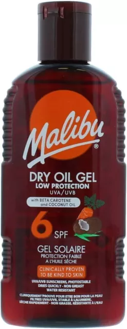 Malibu Sun Protection DRY OIL GEL SPF 6/15 - 200ml Beta Carotene & Coconut Oil