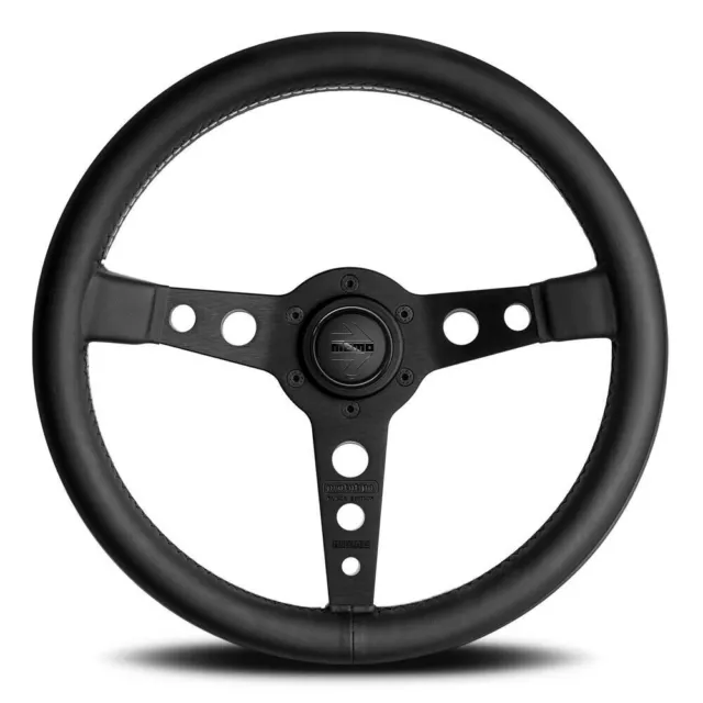 Genuine MOMO Prototipo Black Edition Black Leather 350mm Steering Wheel