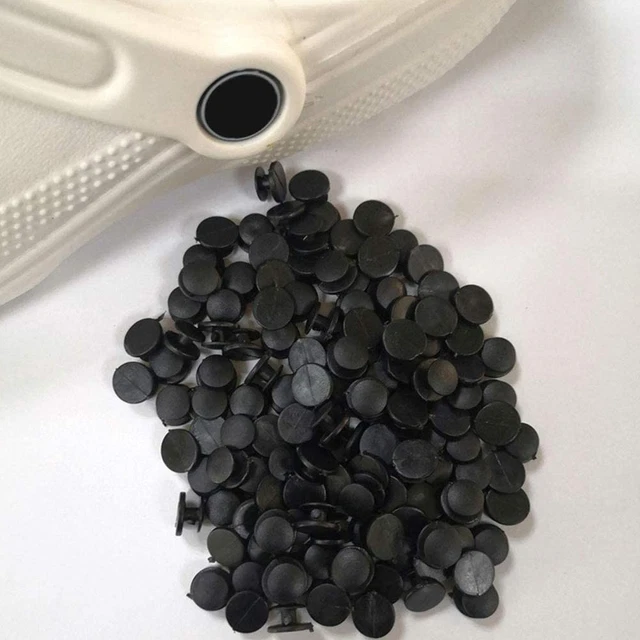 100PCS DIY Plastic Buttons Black Ornaments For Shoes Buckles Kid Croc R5H2