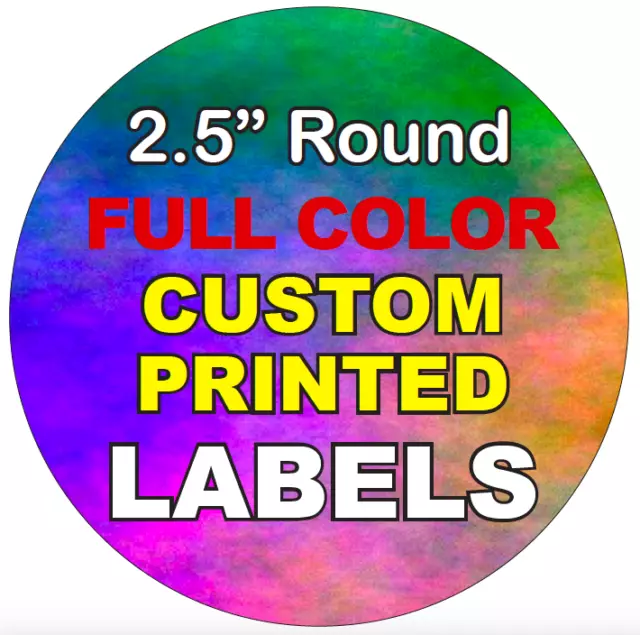 Printed Full Color Labels, Custom 2.5" Round Circle Stickers, High Quality rolls