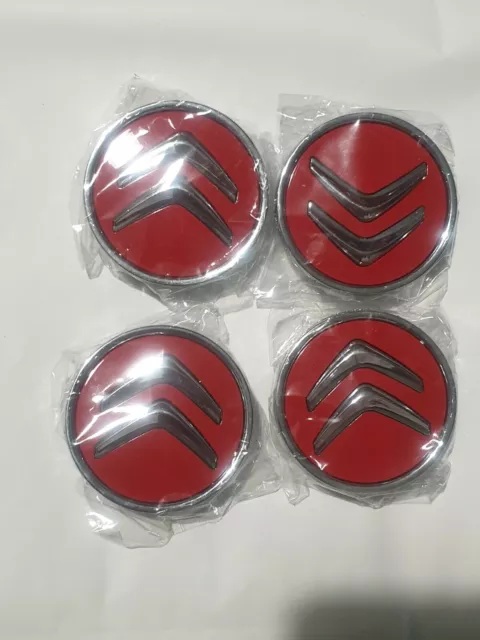 4x Cache Moyeux Centre Roue Ø56mm Citroen Logo Badge Embleme Noir rouge NR